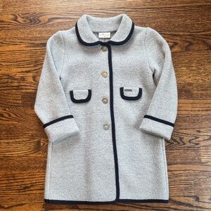 Marae Kids Gray Wool Swing Coat with Navy Trim